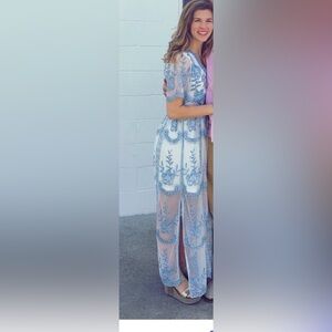 Altar'd State Blue and White Maxi Skirt